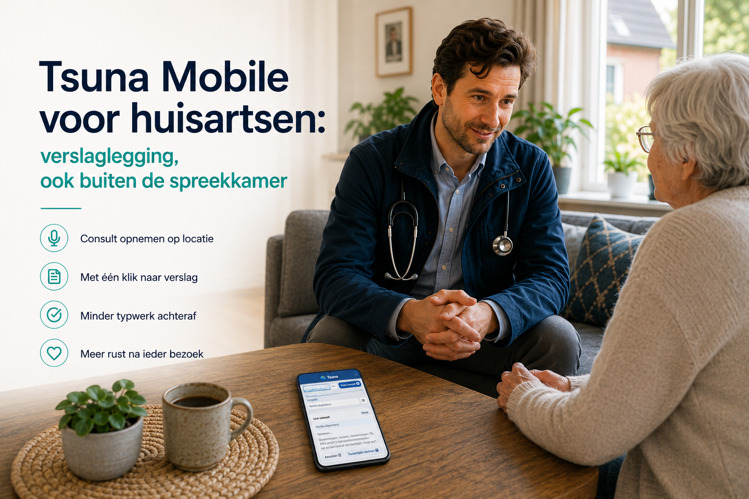 Tsuna Mobile voor huisartsen met verslaglegging buiten de spreekkamer